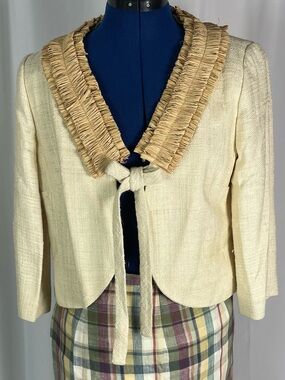 J. Crew Raw Silk Tussah Jacket with Raffia Detail